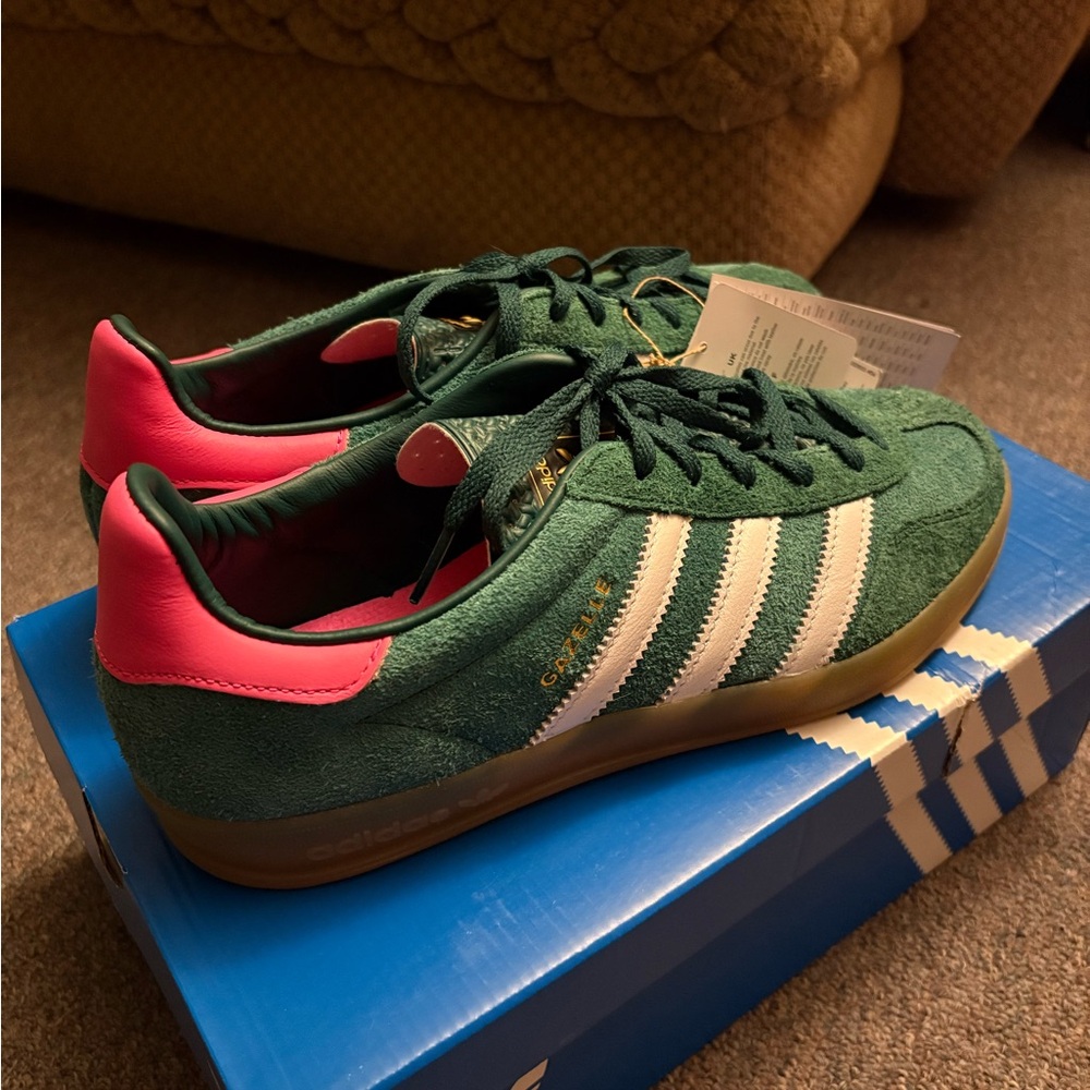 adidas Originals Gazelle Green White Pink Sneakers